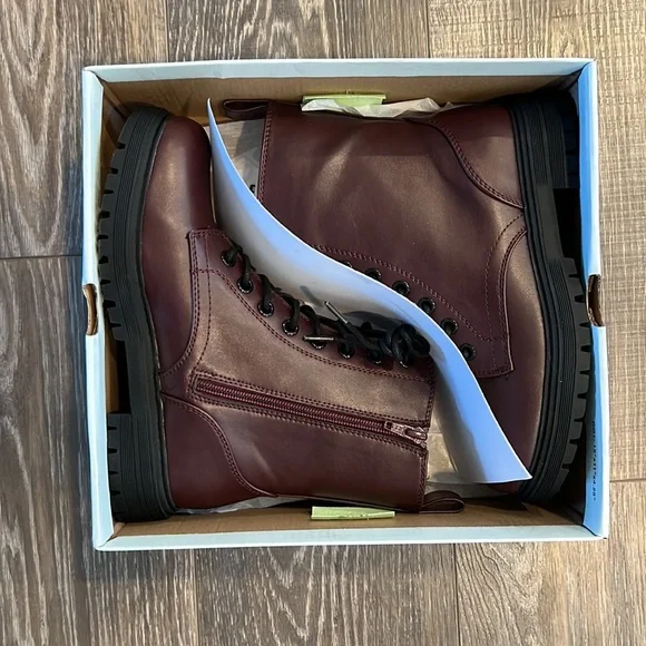 Burgundy Combat Boots - Picture 7 of 8